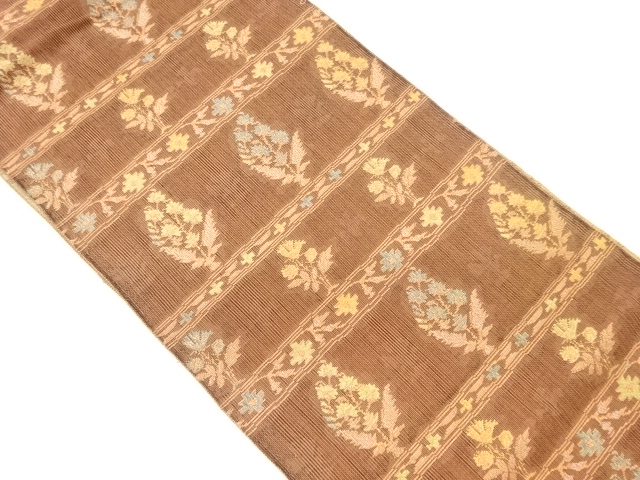 JAPANESE NAGOYA OBI / WOVEN FLORAL PLANTS